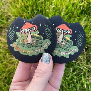 Happy Thoughts Mushroom Coaster Set | Car Accessories